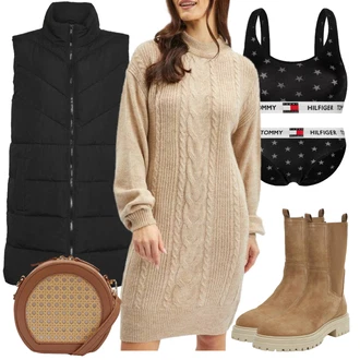 Outfit sa Bež/Smeđa Klasična čizmica/Chelsea Gležnjača/Podstavljena Gležnjača/Ravna Gležnjača/Kožna Jakna/Zimska čizma od janjeće kože/Čizma od Janjeće Kože/Gumena Gležnjača Geox "Jesenski outfiti"