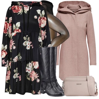 Do koljena Svatovski gost Outfit sa Crvena/Pink Haljina Veći Broj/Tunika/Kaput Only "Jesenski outfiti"