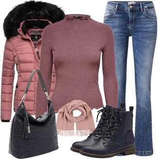 teplý Outfit sa Pink/Crvena Prošivena Jakna/Ljetna pod-jakna/Jesenska jakna/Donja Jakna/Zimska Jakna/Jakna s Kapuljačom/Skijaška jakna/Puferica Jakna Navahoo "Jesenski outfiti"