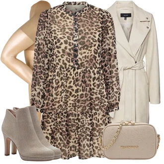 Outfit sa Smeđa/Bež Košulja haljina/Safari haljina/Nicky Haljina/Platnena Haljina Dugih Rukava/Zimska haljina dugih rukava/Bluza Haljina/Haljina S Printom/Haljina tunika/Jesenska Haljina/Dimljena Haljina Only "Jesenski outfiti"