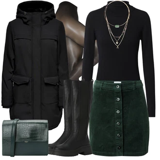 Outfit sa Tamnozelena/Zeleno Kratke hlače velike veličine/Suknja florence by mills exclusive for about you "Jesenski outfiti"