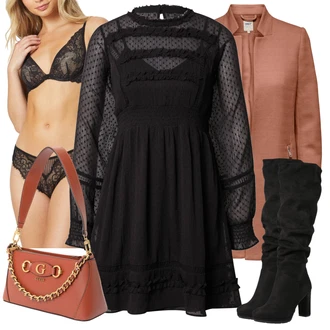 Outfit sa Siva/Crna/Pink/Ljubičasta Gaćice bez prepona/Gaćica & tanga/Prozirna gaćica/Brazilski Slip/Futrola za Suknju HUNKEMÖLLER "Jesenski outfiti"