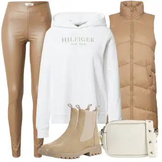 A line Outfit sa Smeđa/Bež/Kaki Parka velike veličine/Haljina Veći Broj VERO MODA "Jesenski outfiti"