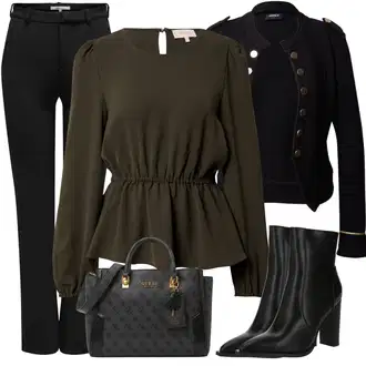 Premium Outfit sa Crna Hlače Bootcut Hlača/Ravna Hlača/Hlače s Prorezom/Poslovna Hlača/Uske Hlača/Rastezljiva Hlača/Hlača od Odijela/Hlače Visokog Struka/Duga Hlača Only "Jesenski outfiti"Look: cool, Vanjski, Običan, Premium