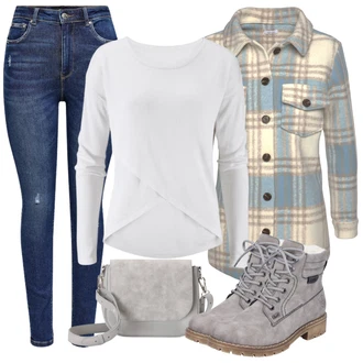 Outfit sa Siva/Bež/Svjetlosiva Čizmica Gležnjača na Vezanje/Podstavljena Gležnjača/Klasična čizmica/Zimska gležnjača/Borbena Čizma/Zimska cipela Rieker "Jesenski outfiti"