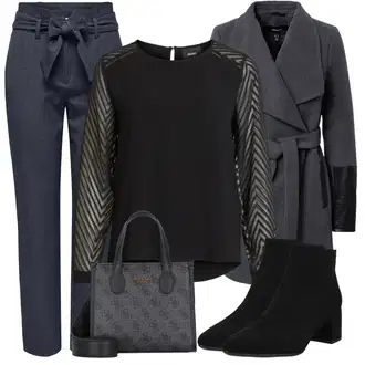 Premium Outfit sa Siva/Tamnoplava/Plava Hlače Uske Hlača/Lanene Hlače/Hlače od muslina/Poslovna Hlača/Boyfriend Hlače/Hlača od Odijela/Ravna Hlača/Paperbag Hlača Only "Jesenski outfiti"Look: Old Money, Elegantan, Pametno ležerno, cool, Ured, Vanjski, Premium