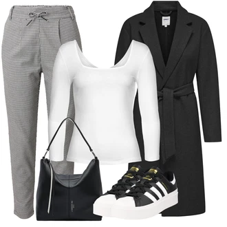 Outfit sa Krem/Bijela Obični top/Majica s 3/4 rukavima/Duga košulja/Majica dugih rukava/Košulja top Lascana "Jesenski outfiti"
