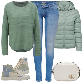 Kamuflaža Outfit sa Tamnozelena/Svjetlosiva/Kaki/Svjetlozelena/Svjetloplava/Siva Platnena Tenisica/Teddy Tenisica/Rupičasta Tenisica/Zimske Tenisice/Vintage Tenisica/Ljetna Tenisica/Tanka Tenisica Converse "Jesenski outfiti"