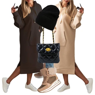 Krzno Outfit sa Pastelne boje Tenisica fenzy "Jesenski outfiti"