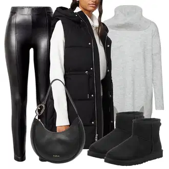 Kombinacije s čizmama sa Crna Klompa i mula s izmjenjivom podnožnicom/Papuča/Papuča od ovčje kože/Tople Papuče UGG "Jesenski outfiti"