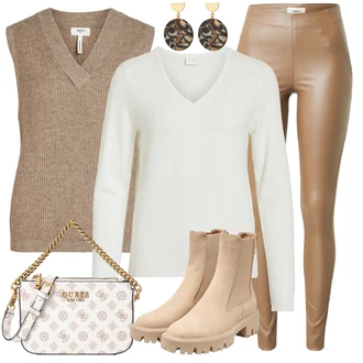 ľahký Outfit sa Bež/Kaki/Smeđa Chelsea Gležnjača/Kožna Jakna/ljetna gležnjača Only "Jesenski outfiti"