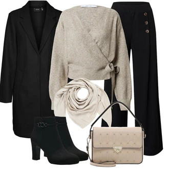 Outfit sa Crna Oversize Kaput/Vuneni Kaput/Midi Kaput/Zimski Kaput Vuneni kaput/Dugi Kaput/Sako Kaput/Kaput od Kašmira/Dugi kaput/Scuba Kaput/Frak Kaput VERO MODA "Jesenski outfiti"