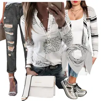 Elegantna Outfit sa Siva Trapez Traperice/Kožna Jakna fenzy "Jesenski outfiti"Look: moderne, Rap, Elegantna