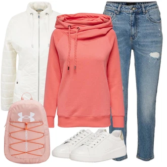 Outfit sa Bijela Ruksak Under Armour "Jesenski outfiti"
