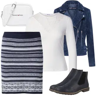 Nordijski uzorak Outfit sa Siva/Plava/Tamnoplava About You "Jesenski outfiti"