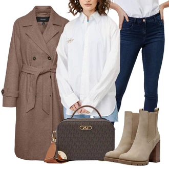 Rave Outfit sa Siva/Bež/Kaki/Smeđa Čizmica Kožna Jakna/ljetna gležnjača/Podstavljena Gležnjača/Chelsea Gležnjača/Gumena Gležnjača/Kožna gležnjača Only "Jesenski outfiti"Look: Rave, Potvrda, Gala, Koncer