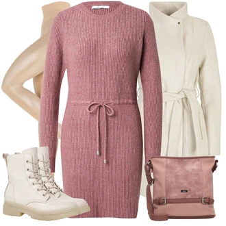 Outfit sa Bijela/Bež/Smeđa/Kaki Pleteni Flis Kaput/Lagani Kaput/Kaput od Kašmira/Pleteni Kaput/Kaput od Vunenog Flisa/Zimski Kaput Vuneni kaput/loden kaput VERO MODA "Jesenski outfiti"