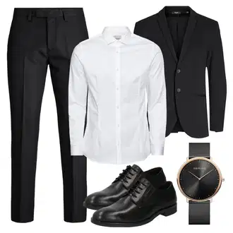 Outfit mit Schwarz/Dunkelgrau Strickjacke Tracht/Kaschmir-Strickjacke/Baumwoll Strickjacke/Strickjacke Gefüttert/Kurze Strickjacke/Stehkragen-Strickjacke/Wolle Strickjacke/Blazerjacke/Boyfriend Blazer/Lederjacke/Eleganter Blazer/Strick­blazer/Kurzblazer/Sweatblazer/Lederjacke für Männer/Smoking Blazer/Lederjacke Jack & Jones "Klassisches Outfit"