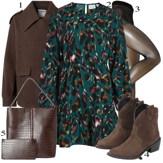 outfit mit Rjava/Bež/Siva/Temno rjava/Khaki Vintage Jakna/Uniformna Jakna/Letalska Jakna/Volna Jakna/Rebrast Žamet Jakna/Jakna s Stransko Zadrgo/Trajnostna Jakna/Vojaška Jakna Sisters Point "Obleka za jesen"