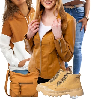 Outfit s Béžová/Žlutá/Hnědá Teniska Zimní Tenisky/Trekingová Bota/Teniska teddy/Šněrovací Kozačka na Platformě/Teniska na platformě/Chunky Tenisky Big Star "Podzimní outfit na volný čas"