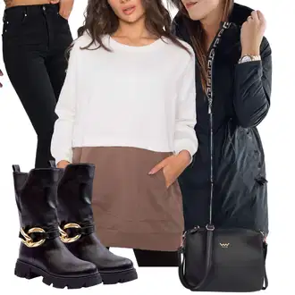 Outfit s Push up Džín/Džíny s Rozparkem/High Waist Džínové Kalhoty Trendyol "Outfit na podzim"