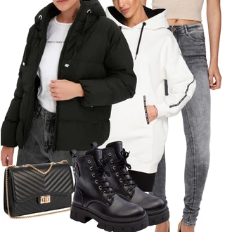 Outfity s kotníkovými botami s Bílá kesi "Perfekt na podzim"