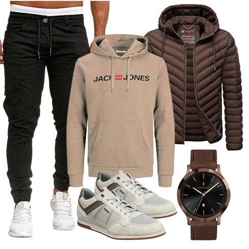 Khaki/Beige/Braun Damen Pullover/Sport Sweatshirt/Partner Hoodie/Unisex Hoodie/Sport Hoodie/Hoodie/Ausgefallener Hoodie/Vintage Hoodie/Kapuzenpullover Jack & Jones kombinieren