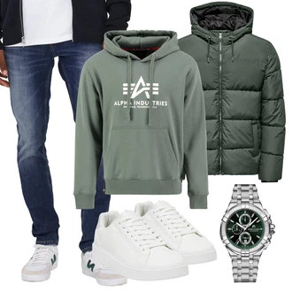 Outfit mit Weiß Schuh Leder Sneaker/Sneaker Low/Plateau-Sneaker/Schmaler Sneaker/Sneaker Mit Seitlichem Reißverschluss/Sommer Sneaker Pull&Bear "Outfit für den Herbst"