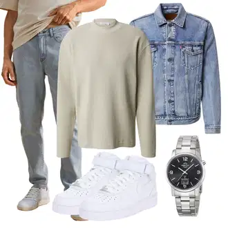 Outfit mit Khaki Thermo Pullover/Rollkragenpullover/Feinstrickpullover/Einfacher Pullover/Basic Pullover/Kaschmir Pullover trapp "Outfit für den Herbst"