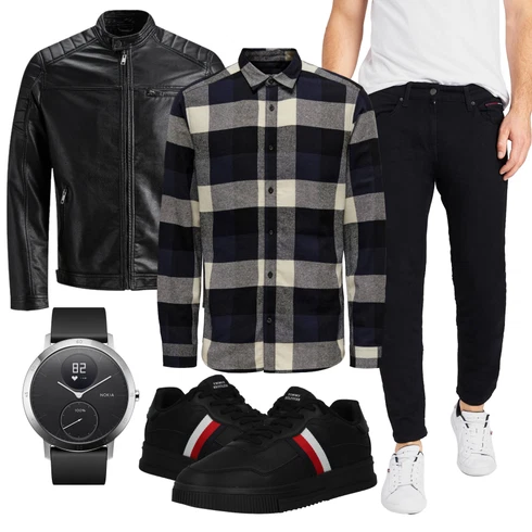 Grau/Dunkelblau/Schwarz/Hellblau/Blau FlanellHemd/Kariertes Hemd Only & Sons kombinieren