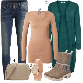 outfit mit Temno modra/Modra/Roza Ozke Kavbojke/Kavbojka z Nizkim Pasom/Usnjene Čevlje/Usnjena Jakna/Zimska jakna/Push up Kavbojke/Kavbojka z Nizkim Pasom LTB "Obleka za jesen"