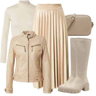 Oblečení se sukní Dlouhé Zima s Hnědá/Bílá/Béžová/Khaki Roláková Košile Edited "Outfit na podzim"