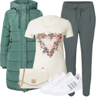 Široký pas Outfit s Bílá/Šedá/Stříbrný/Světle šedá Úzká Teniska/Nízká Teniska/Kožené Tenisky/Vintage Teniska/Letní Tenisky Adidas Originals "Outfit na podzim"