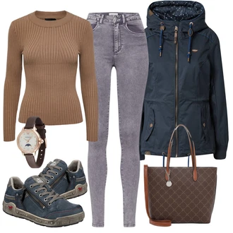 Outfit s Šedá Náramkové hodinky/Dámské chytré hodinky/Nástroj pro hodinky Emporio Armani "Outfit na podzim"