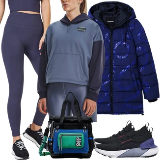 Outfit s Černá/Tmavě modrá/Světle modrá Teniska Letní Tenisky Under Armour "Outfit na podzim"