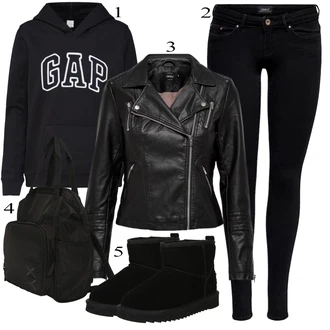 outfit mit Črna/Rdeča Plašč Only "Popoln za jesen"