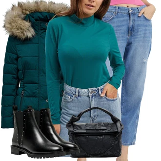 Nadrozměrné Outfit s Černá Kožená bunda/Chelsea Boty/Plochá Kotníková Bota/Kožená kotníková bota Only "Outfit na podzim"Look: Gotický, S Mokrým Vzhledem, Šik, Lak, Premium, Glamourové, Nadrozměrné, Metal, Trendový, Elegantní