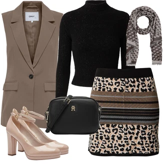 Outfit s Černá/Hnědá Crop Svetr/Rolák Drykorn "Outfit na podzim"