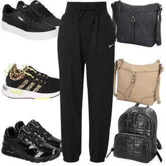 Zima Outfit s Černá Teniska Zimní Tenisky/Nízká Teniska/Kožené Tenisky/Teniska na platformě/Úzká Teniska/Teniska s dírkovaným vzorem/Skate Bota Puma "Outfit na podzim"