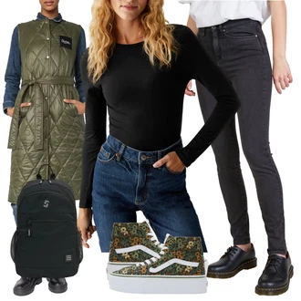 Sk8-Hi Outfit s Šedá Vans "Outfit na podzim"
