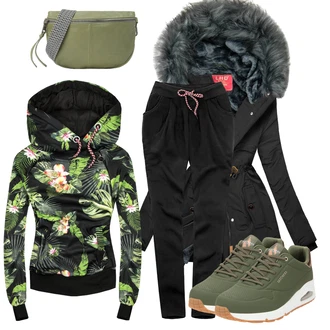 Kožešina Outfit s Černá Nezařazené vae "Outfit na podzim"