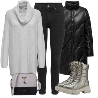 sníh Outfit s Šedá Tamaris "Outfit na podzim"