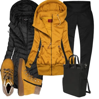 Outfit s Žlutá/Hnědá Zimní bota/Teniska Zimní Tenisky/Trekingová Bota/Šněrovací Kozačka Rieker "Outfit na podzim"
