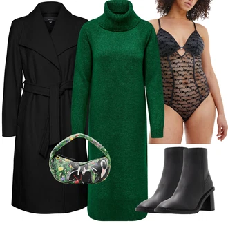 Pravá Kůže Outfit s Černá Kozačka Kotníková Bota Na Podpatku/Špičatá Kozačka/Letní kotníková Kozačka/Kotníková Bota s Podšívkou Aldo "Outfit na podzim"
