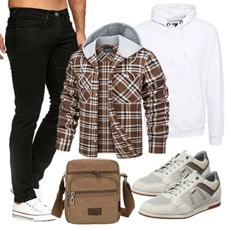 Outfit mit Braun/Beige Hoodie Kapuzenpullover/Women's Fleece Sweatshirts/Hoodie/Sweatjacke/Strick Hoodie/Ausgefallener Hoodie/Sport Hoodie TACVASEN "Perfekt für den Herbst"