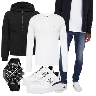 Outfit mit Blau/HellBlau/DunkelBlau Lederjacke/Slim Fit Jeans/Leder Schuhe/Biker Jeans/Winterjacke/Push up Jeans/Low Rise Jean/Thermojeans/Herren Lederjacke Only & Sons "Perfekt für den Herbst"