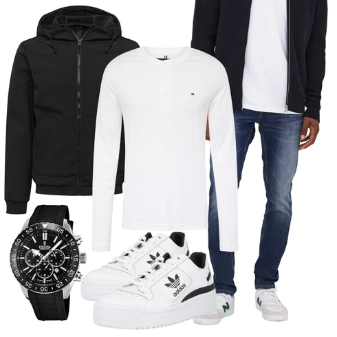 Blau/Hellblau/Dunkelblau Lederjacke/Slim Fit Jeans/Leder Schuhe/Biker Jeans/Winterjacke/Push up Jeans/Low Rise Jean/Thermojeans/Herren Lederjacke Only & Sons kombinieren