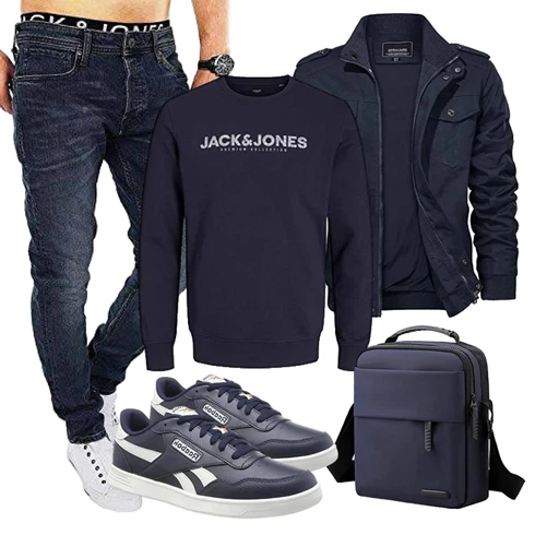 Dunkelblau Women's Fleece Sweatshirts/Damen Pullover/Sport Sweatshirt Jack & Jones kombinieren