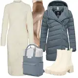 Šedé zimní kabáty teplé outfity image