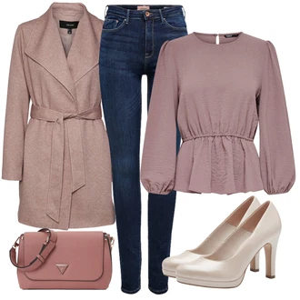 Outfit s Fialová Halenkové Body/Halenkový Top/Halenka s Nafouknutým Rukávem/Peplum blůza Only "Perfekt na podzim Cool podzimní outfit"